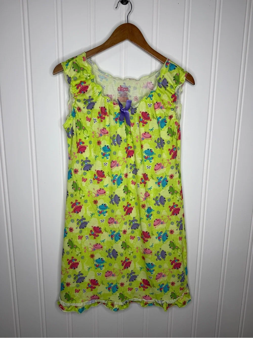Circo Girls XL Frog Print Lime Green Sleeveless Sleepwear Nightgown